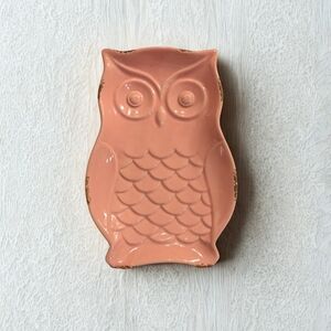 Vintage Style Pink Owl Trinket Dish Ceramic Jewelry Catchall Cottagecore Decor